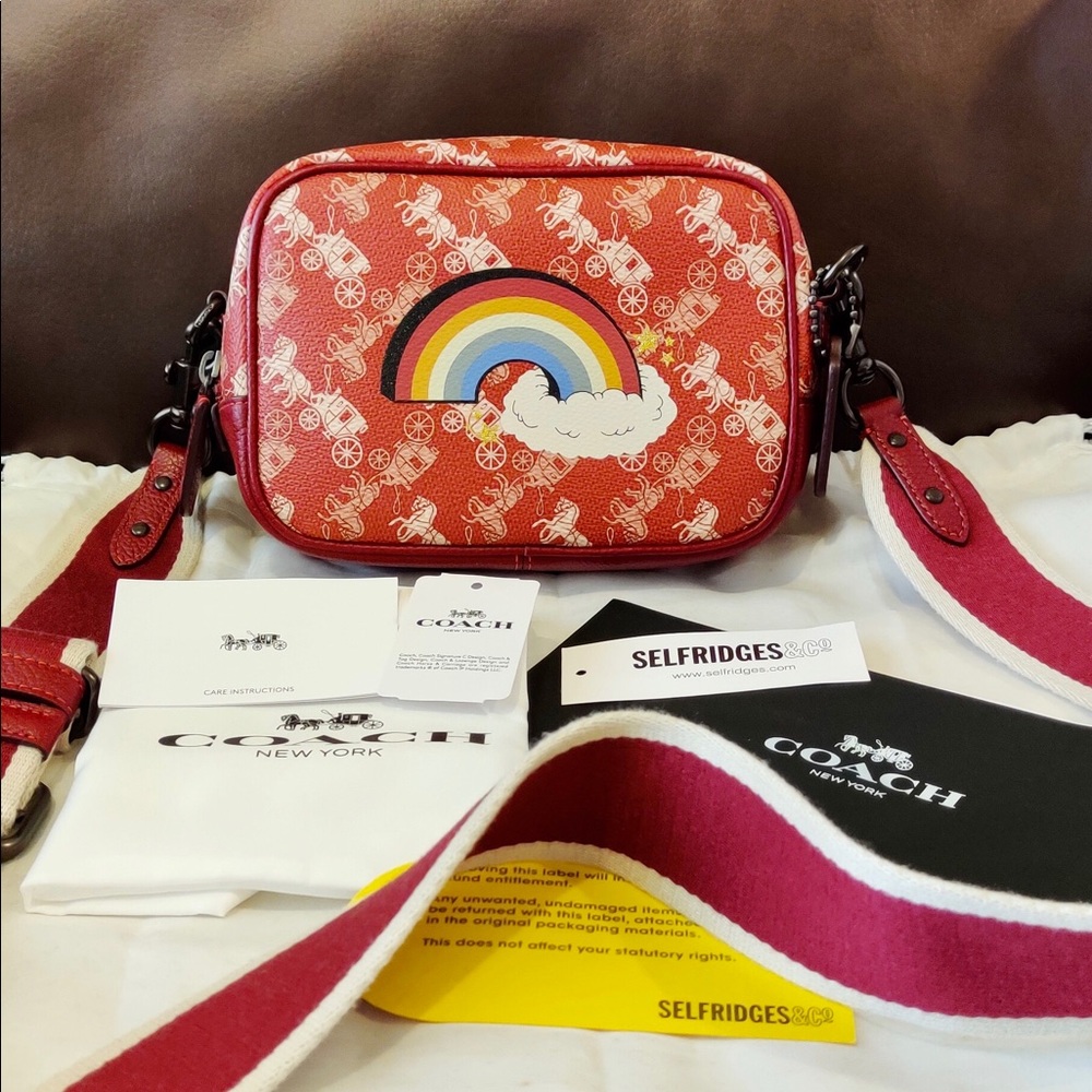 Coach Camera Bag 16 Horse And Carriage Rainbow New Horse And Carriage Print Red